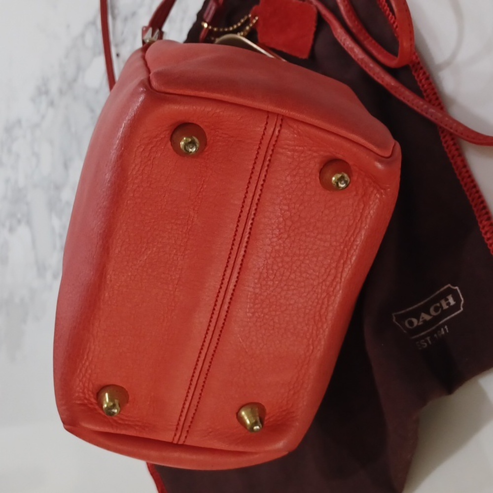 70's Bonnie Cashin Coach Kisslock Double Entry Swinger Bag Rare Zinnia(CORAL) - Picture 10 of 17